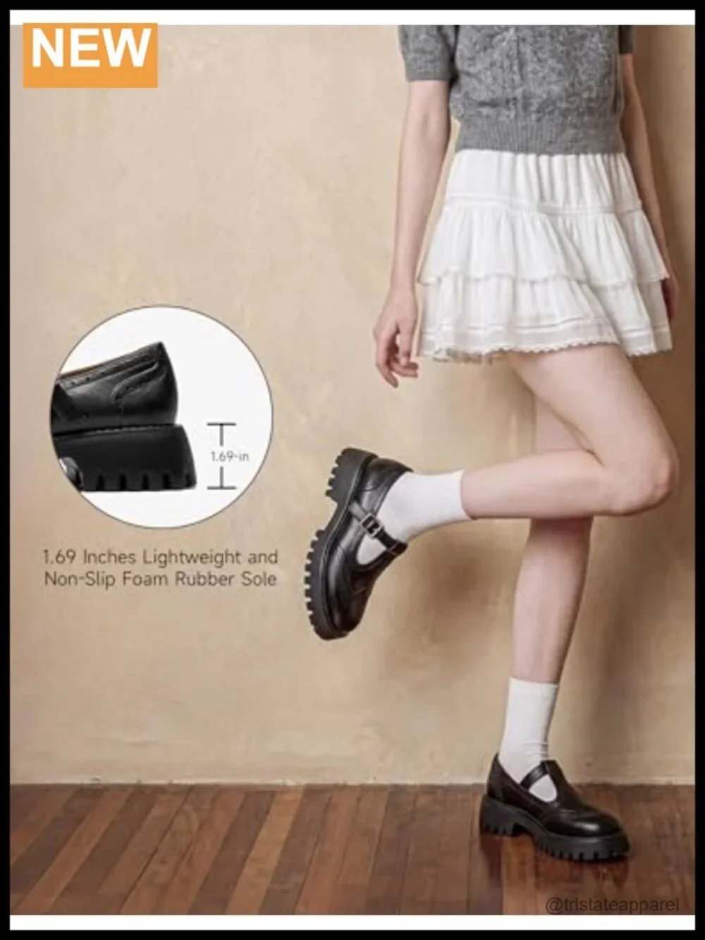 Oil-Waxed Lambskin Platform T-Strap Mary Jane Oxfords Wingtip Brogue
